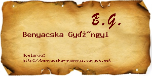 Benyacska Gyöngyi névjegykártya